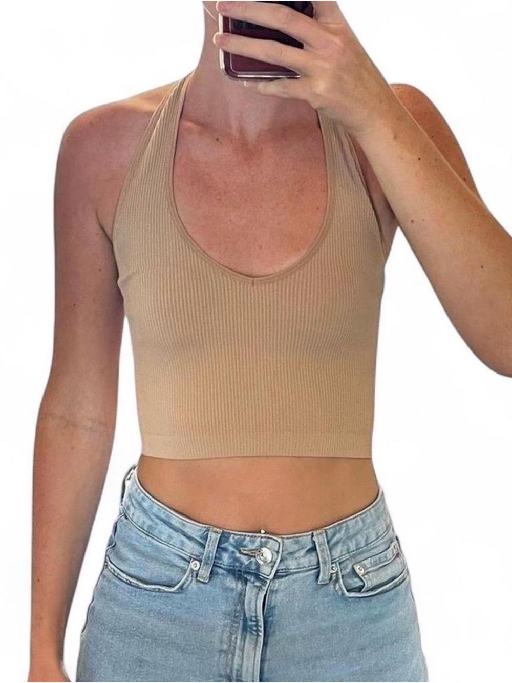 Aritzia Women's Tan Halter Top